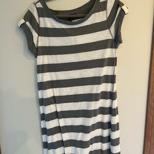 Banana Republic Gray and White Striped Dress
